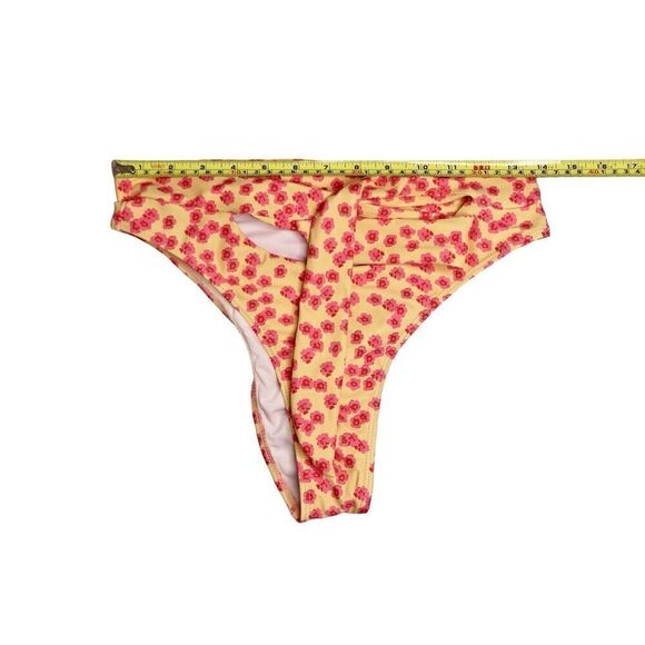 Xhilaration Pink Yellow Floral 2pc Bikini Cheeky Bottom Swimsuit sz MEDIUM - Picture 9 of 12